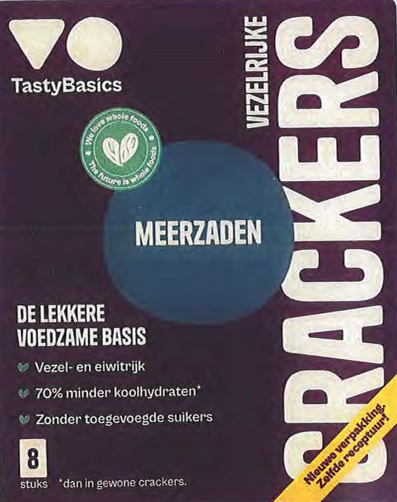 Plaatje van TastyBasics |  Vezelrijke Crackers | Meerzaden - Vezelrijke Crackers | Meerzaden
