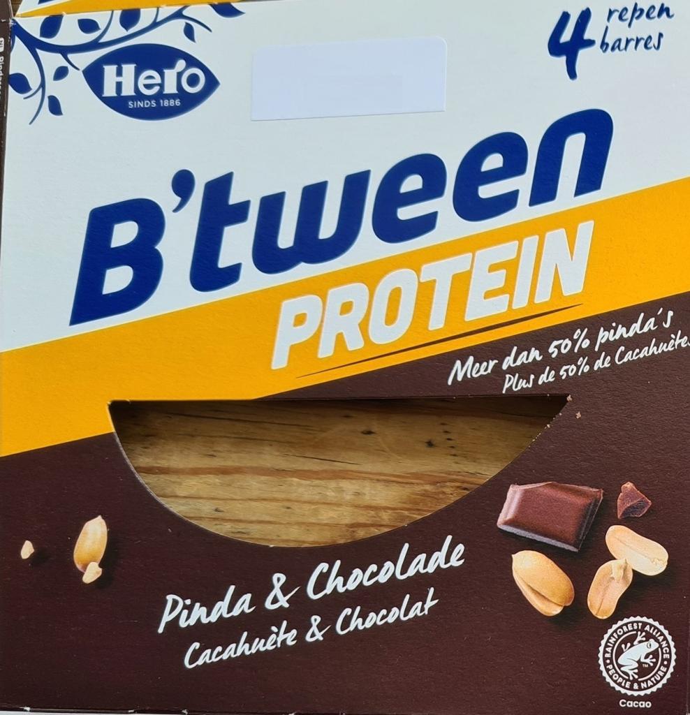 Plaatje van Hero |  B'tween Protein | Reep Noten & Caramel - B'tween Protein | Reep Noten & Caramel