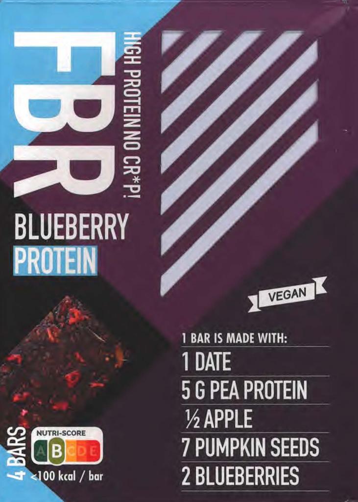 Plaatje van FBR |  High Protein No Cr*p! Blueberry Protein | Fruitreep met erwten eiwit en bosbessensmaak - High Protein No Cr*p! Blueberry Protein | Fruitreep met erwten eiwit en bosbessensmaak
