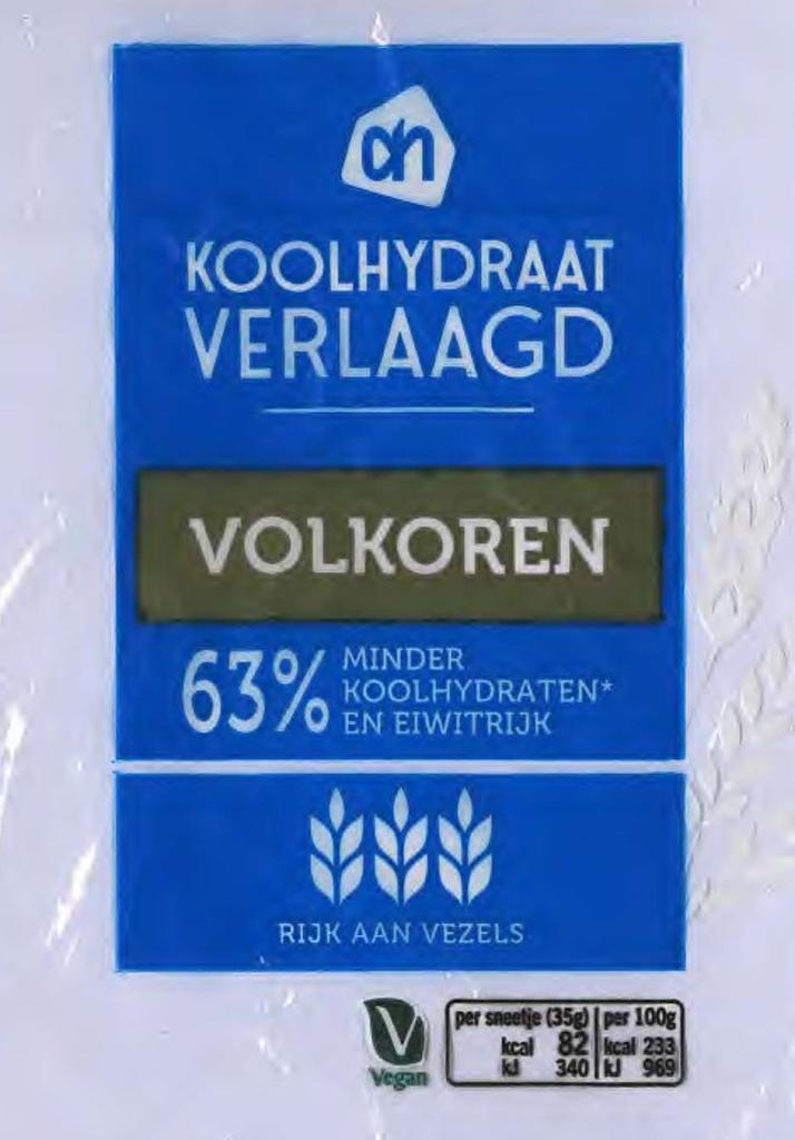 Plaatje van Albert Heijn |  Half koolhydraatverlaagd volkoren brood met 17% lijnzaad - Half koolhydraatverlaagd volkoren brood met 17% lijnzaad