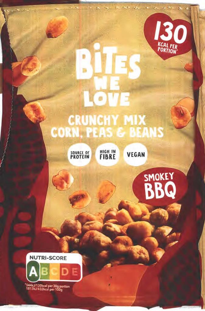 Plaatje van Bites We Love |  Crunchy Mix Corn, Peas & Beans Smokey BBQ| Mix van mais, erwten, kikkererwten en tuinbonen met een barbecuesmaak - Crunchy Mix Corn, Peas & Beans Smokey BBQ| Mix van mais, erwten, kikkererwten en tuinbonen met een barbecuesmaak