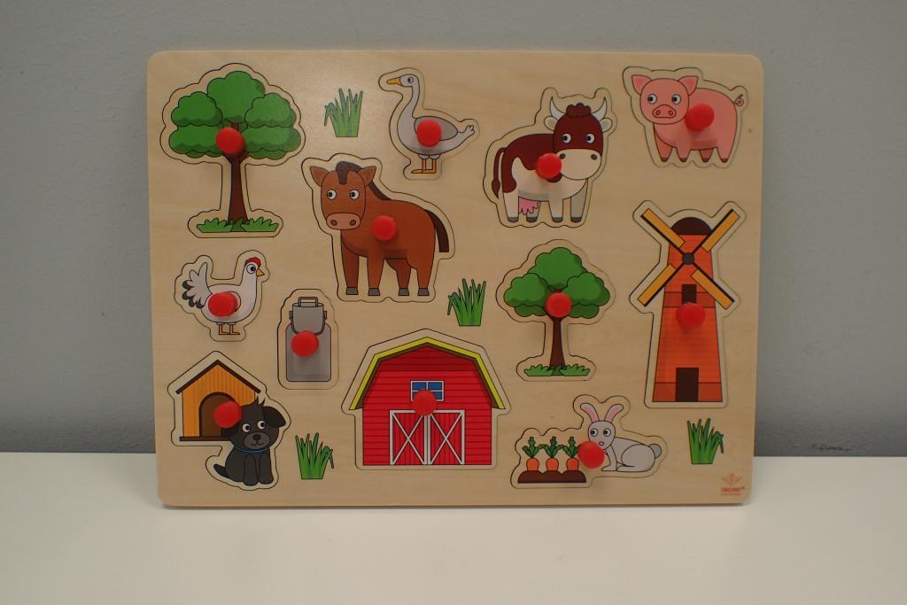 Plaatje van Engelhart - Houten boerderij knopjes puzzel 12 dlg