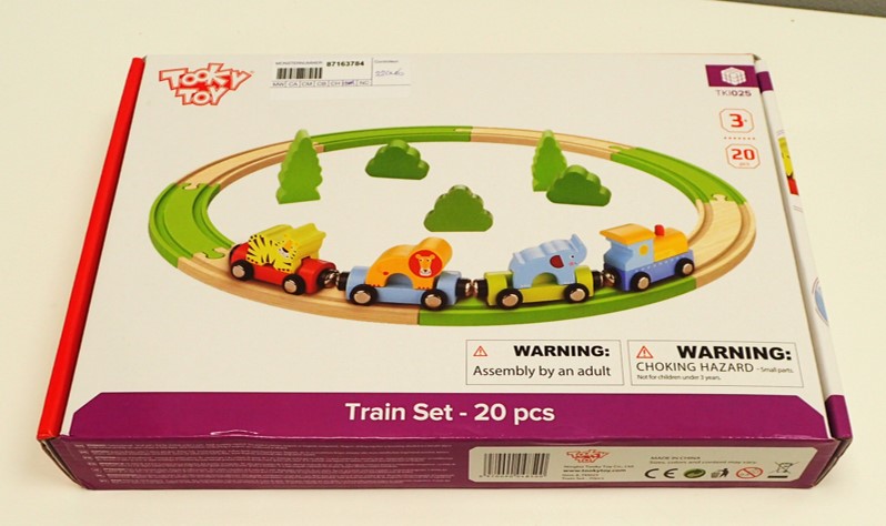 Plaatje van Tooky Toy - Trainset - Houten treinset dieren Tooky Toy 20 dlg